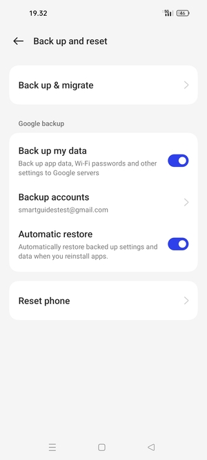 Select Backup accounts