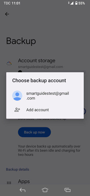Select your backup account
