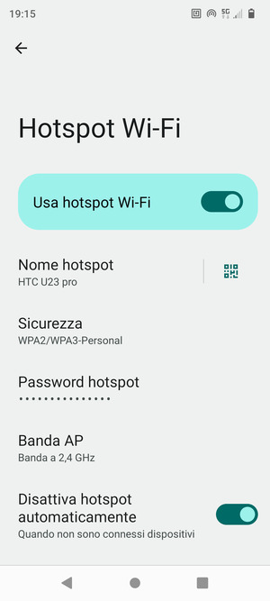 Il telefono è ora pronto per essere usato come modem