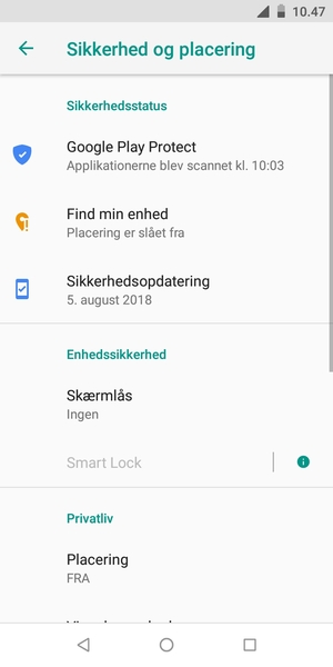 Vælg Skærmlås