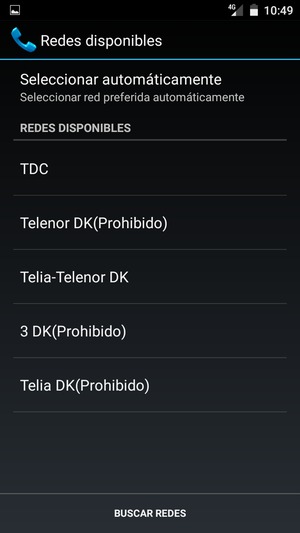 Seleccione un operador de red de la lista