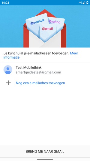 Selecteer BRENG ME NAAR GMAIL