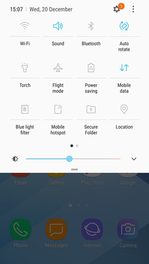 Select the v button