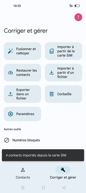 Vos contacts vont être enregistrés sur votre compte Google et dans votre téléphone lors de la prochaine synchronisation de Google.