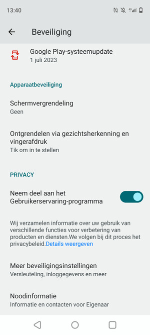 Om de pin voor de simkaart te wijzigen, gaat u naar het menu Beveiliging en selecteert u Meer beveiligingsinstellingen