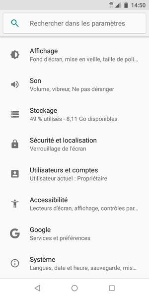 Faites défiler et sélectionnez Système