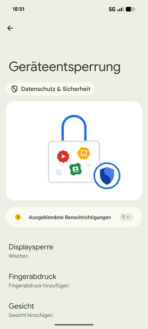 Wählen Sie Displaysperre