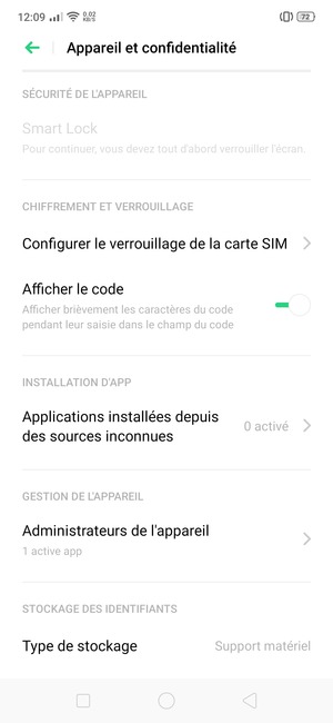 Sélectionnez Configurer le verrouillage de la carte SIM