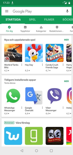 Tryck på sökfältet