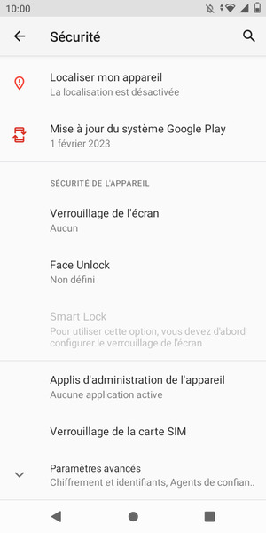 Faites défiler et sélectionnez Verrouillage de la carte SIM