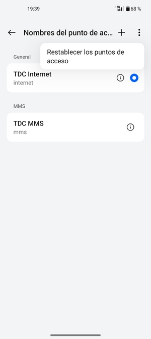Seleccione Restablecer los puntos de acceso
