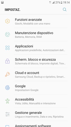Scorri e seleziona Scherm. blocco e sicurezza