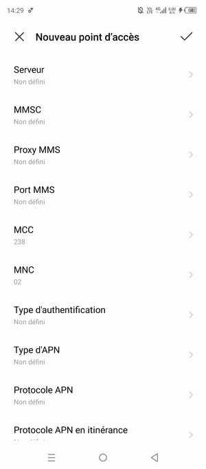 Faites défiler vers le bas et saisissez les informations MMS