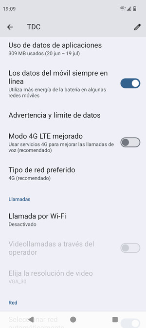 Desplácese y seleccione Tipo de red preferido