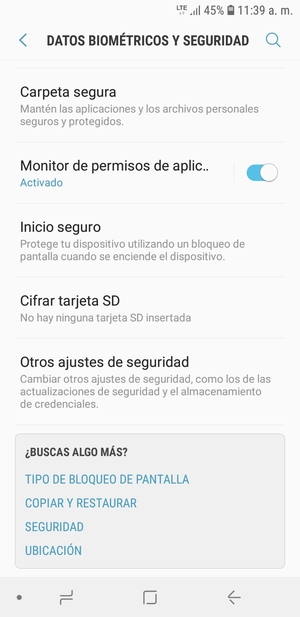 Desplácese y seleccione Otros ajustes de seguridad