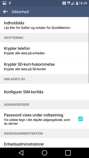 Vælg Konfigurer SIM-kortlås