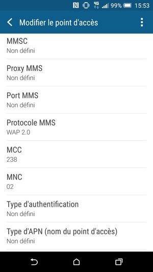 Faites défiler vers le bas et saisissez les informations MMS