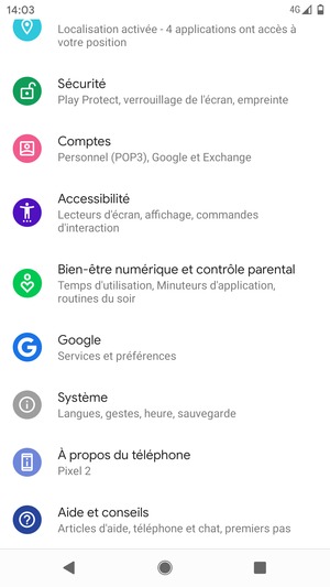 Faites défiler et sélectionnez Sécurité
