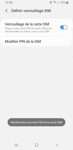 Votre code PIN de la carte SIM a été modifié