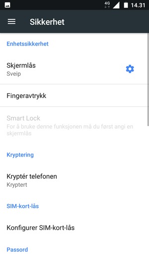 Velg Konfigurer SIM-kort-lås