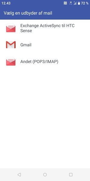 Vælg Andet (POP3/IMAP)