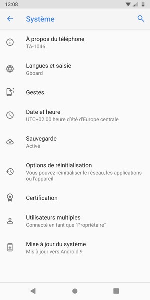 Sélectionnez Mise à jour du système