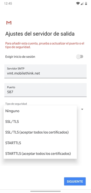 Seleccione Ninguno y SIGUIENTE