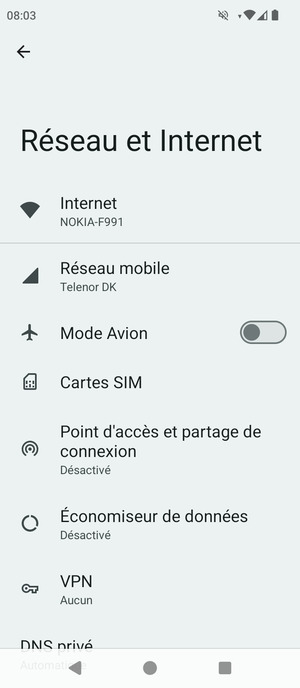 Sélectionnez Internet