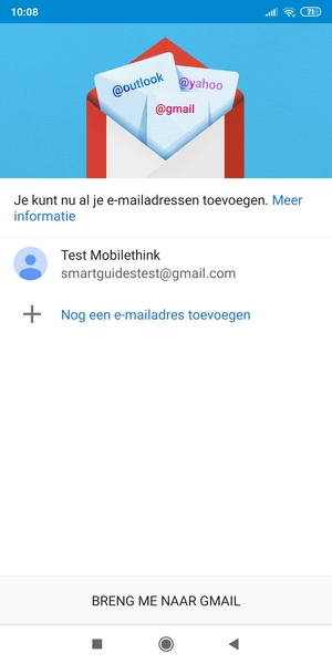 Selecteer BRENG ME NAAR GMAIL