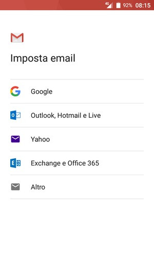 Seleziona Outlook, Hotmail e Live