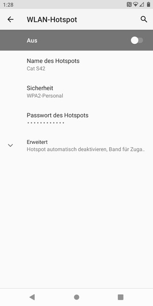 Wählen Sie Passwort des Hotspots