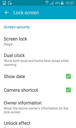 Select Screen lock