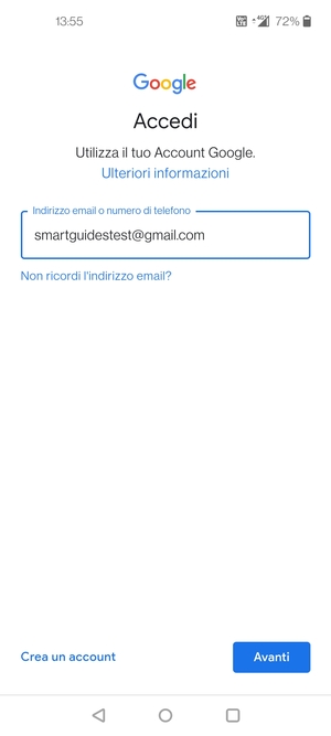 Inserisci il tuo indirizzo Gmail e seleziona Avanti