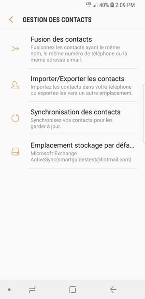 Sélectionnez Importer/Exporter les contacts