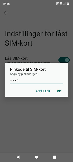 Bekræft din nye pinkode til SIM-kort og vælg OK