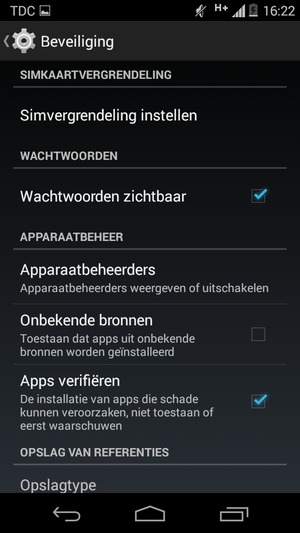 Om de pin voor de simkaart te wijzigen, keert u terug naar het menu Beveiliging en selecteert u Simvergrendeling instellen