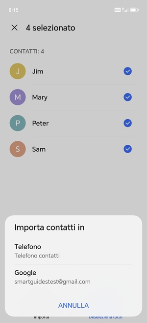 Seleziona il tuo account Google