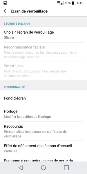 Sélectionnez Choisir l'écran de verrouillage