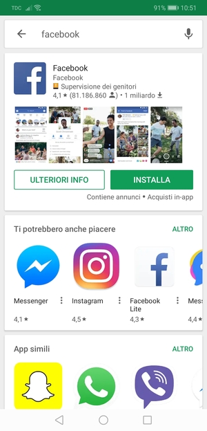 Seleziona l'applicazione