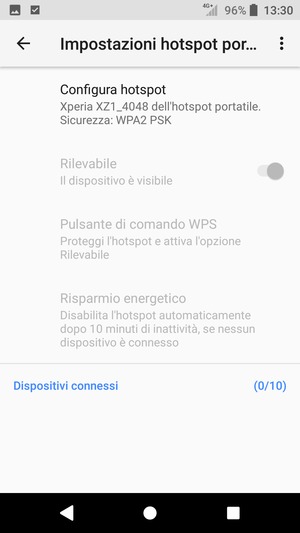 Seleziona Configura hotspot