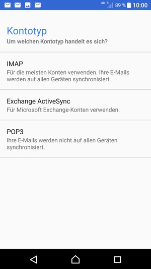 Wählen Sie IMAP oder POP3