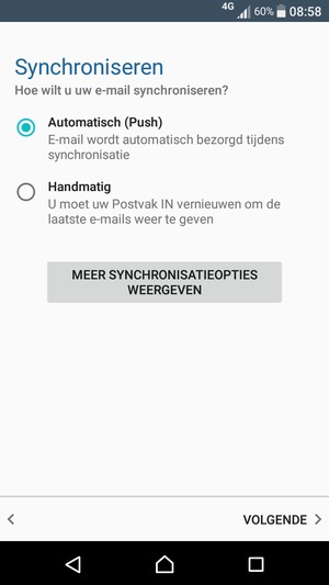 Selecteer uw voorkeursoptie en selecteer VOLGENDE