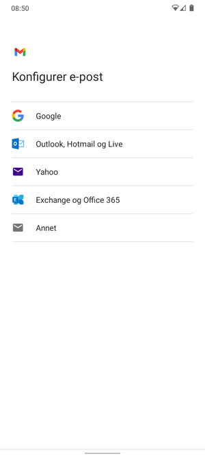 Velg Exchange og Office 365