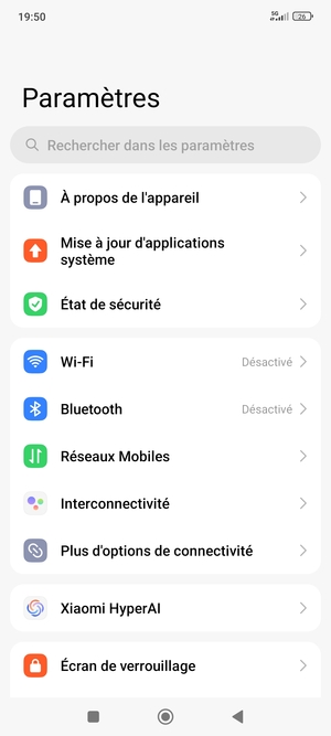 Sélectionnez Réseaux Mobiles