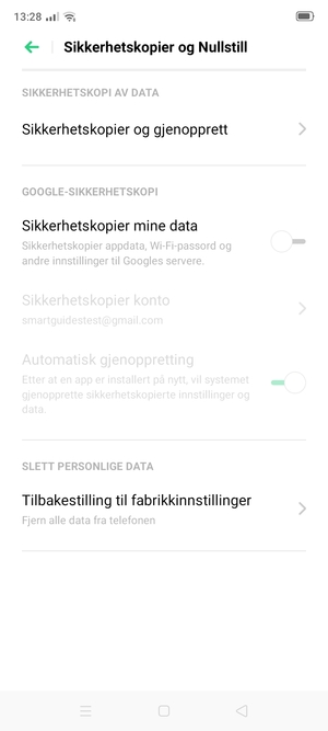 Slå på Sikkerhetskopier mine data