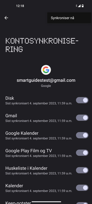 Velg Synkroniser nå