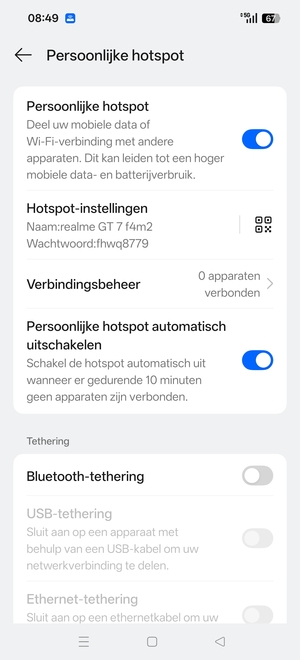 Uw telefoon is nu geïnstalleerd voor gebruik als modem
