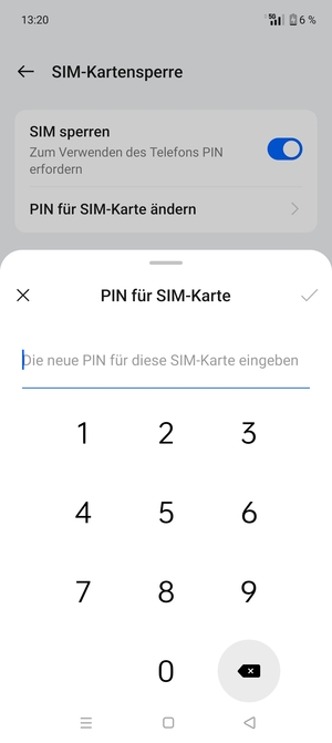 Geben Sie Ihre Neue PIN für SIM-Karte ein und wählen Sie OK