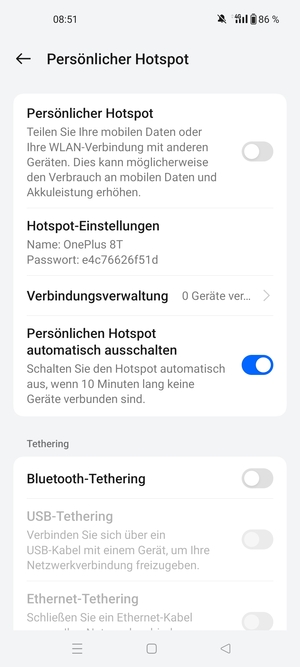 Schalten Sie Persönlicher Hotspot ein
