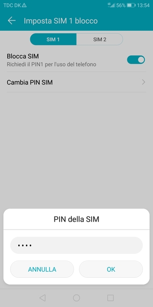 Inserisci PIN della SIM attuale e seleziona OK